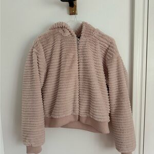 Pink furry ribbed jacket - size M